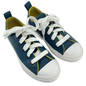Converse Chuck Taylor Unisex Kids Blue Leather Low Top Sneakers | Size 13